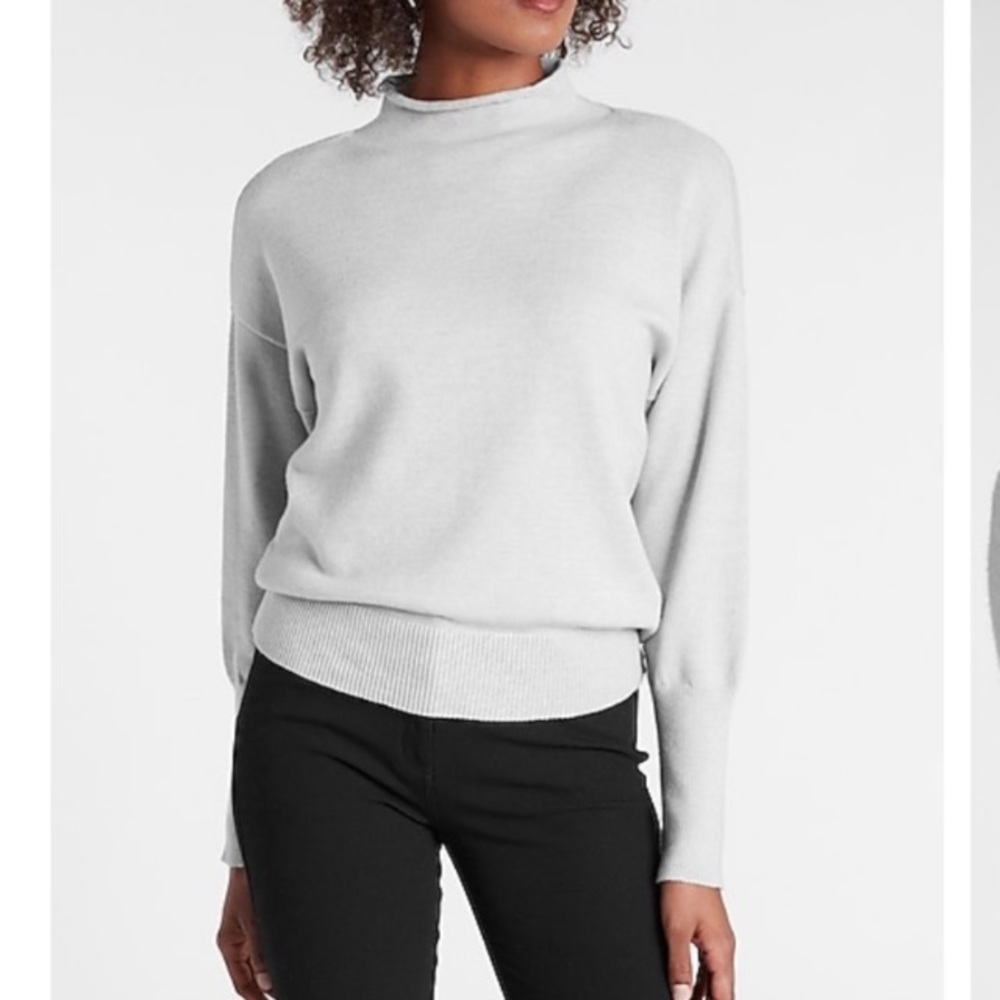 Express Cozy Mock Neck Sweater Grey XS
